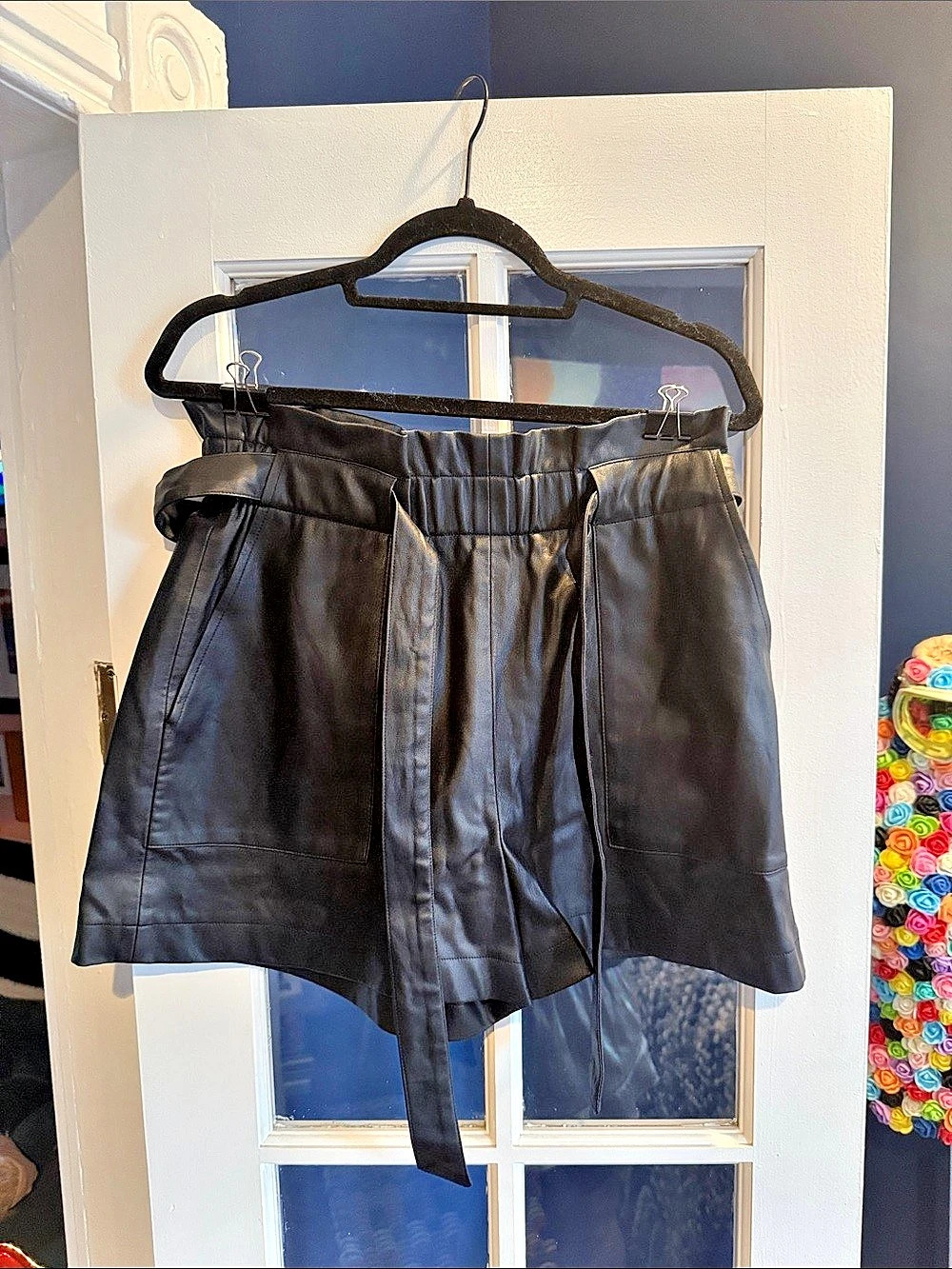 Zara Faux Leather Paperbag Short Black High-Waist Shorts